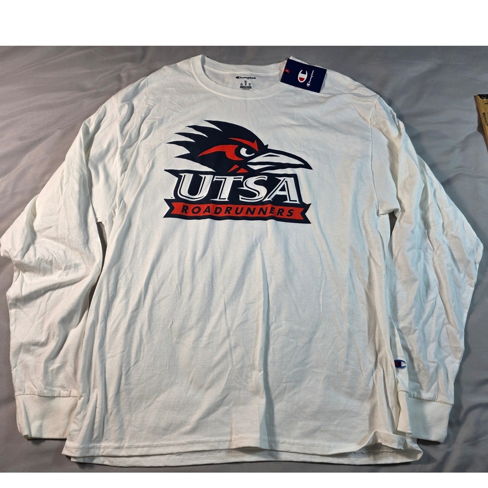 UTSA Roadrunners Champion Long Sleeve Shirt Mens XL White Graphic Tee Cotton NEW